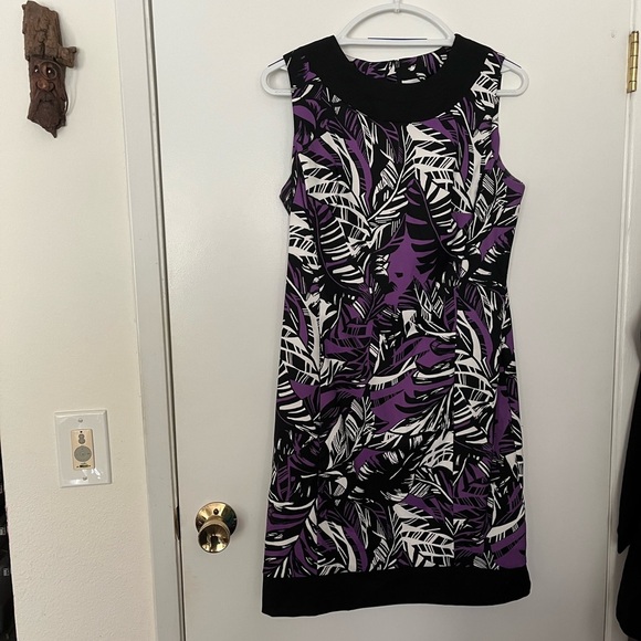 Alyx Black and Purple Leaf Print Dress - Picture 1 of 12